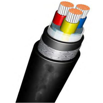 خرید 35 میلی متری آلومینیوم / مس هسته سیم فولاد PVC / XLPE زیرزمینی کابلی برق زرهی سیاه 95 میلی متری online manufacture